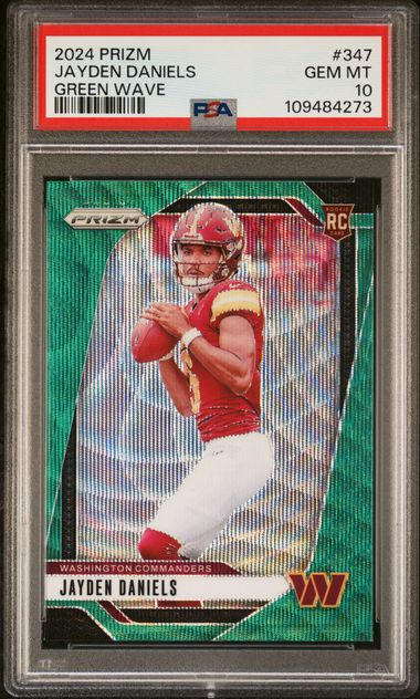 2024 Panini Prizm Jayden Daniels #347 (Green Wave) Gem Mt 10 front