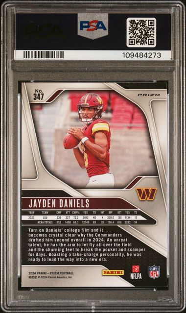 2024 Panini Prizm Jayden Daniels #347 (Green Wave) Gem Mt 10 back