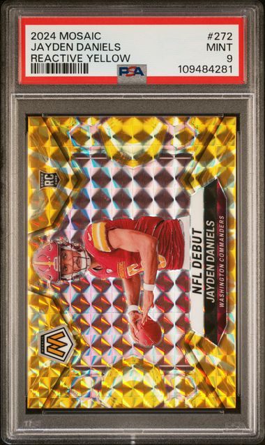 2024 Panini Mosaic Jayden Daniels #272 (Reactive Yellow) Mint 9 front