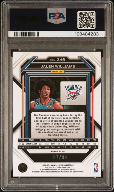 2022 Panini Prizm Jalen Williams #246 (Red Choice) Mint 9 back