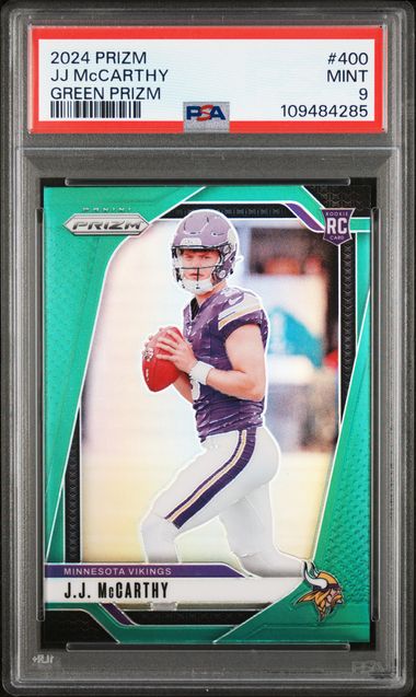 2024 Panini Prizm Jj Mccarthy #400 (Green Prizm) Mint 9 front