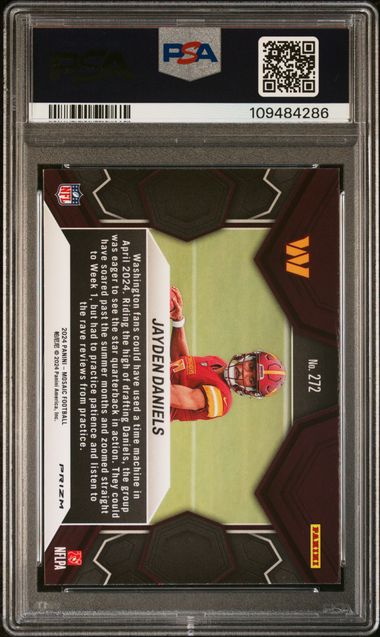 2024 Panini Mosaic Jayden Daniels #272 (Reactive Blue) Gem Mt 10 back