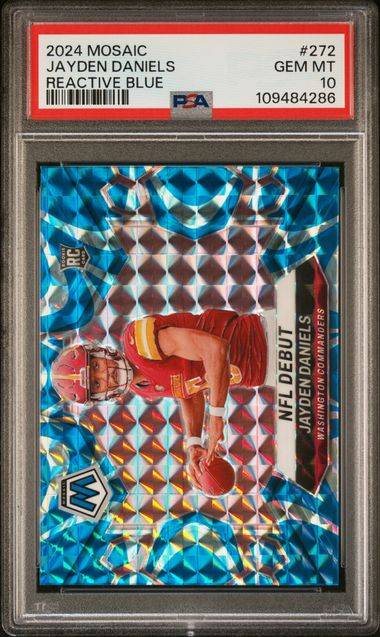 2024 Panini Mosaic Jayden Daniels #272 (Reactive Blue) Gem Mt 10 front
