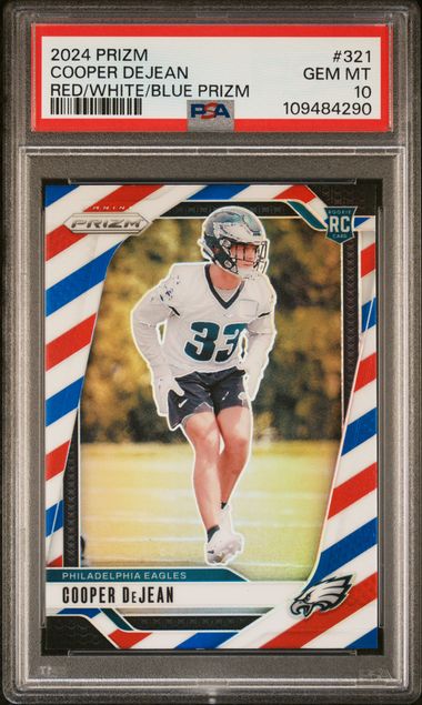 2024 Panini Prizm Cooper Dejean #321 (Red/White/Blue Prizm) Gem Mt 10 front
