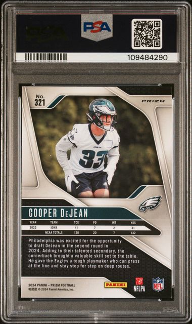 2024 Panini Prizm Cooper Dejean #321 (Red/White/Blue Prizm) Gem Mt 10 back