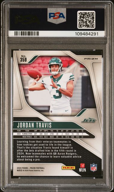 2024 Panini Prizm Jordan Travis #359 (Red/White/Blue Prizm) Mint 9 back