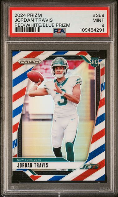 2024 Panini Prizm Jordan Travis #359 (Red/White/Blue Prizm) Mint 9 front