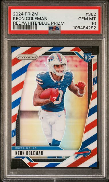 2024 Panini Prizm Keon Coleman #362 (Red/White/Blue Prizm) Gem Mt 10 front