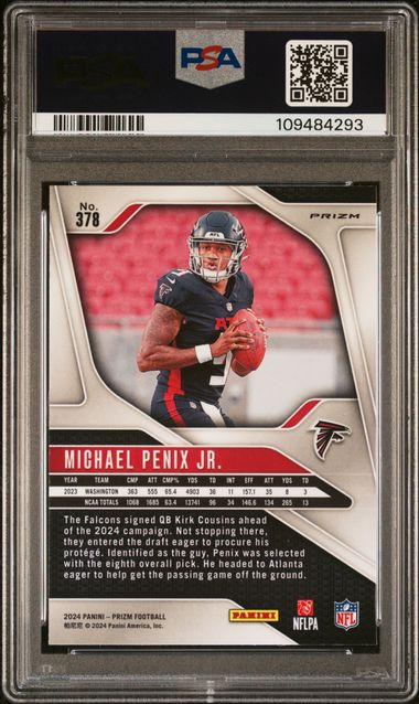 2024 Panini Prizm Michael Penix Jr. #378 (Red/White/Blue Prizm) Gem Mt 10 back