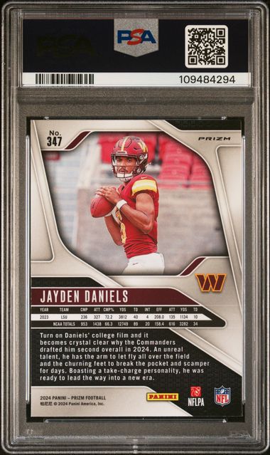 2024 Panini Prizm Jayden Daniels #347 (Red/White/Blue Prizm) Mint 9 back