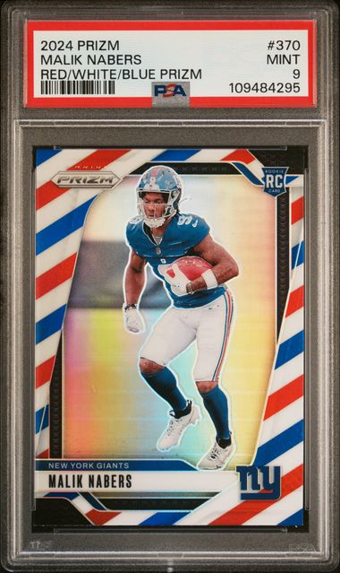 2024 Panini Prizm Malik Nabers #370 (Red/White/Blue Prizm) Mint 9 front