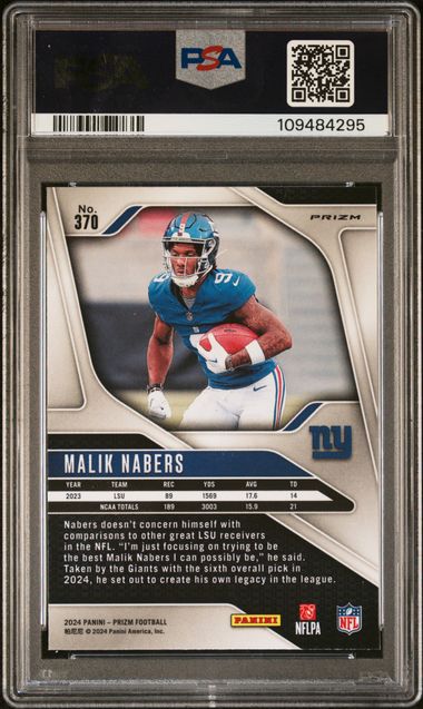 2024 Panini Prizm Malik Nabers #370 (Red/White/Blue Prizm) Mint 9 back