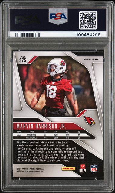2024 Panini Prizm Marvin Harrison Jr. #375 (Red/White/Blue Prizm) Mint 9 back