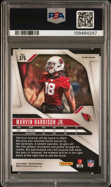 2024 Panini Prizm Marvin Harrison Jr. #375 (Red/White/Blue Prizm) Mint 9 back