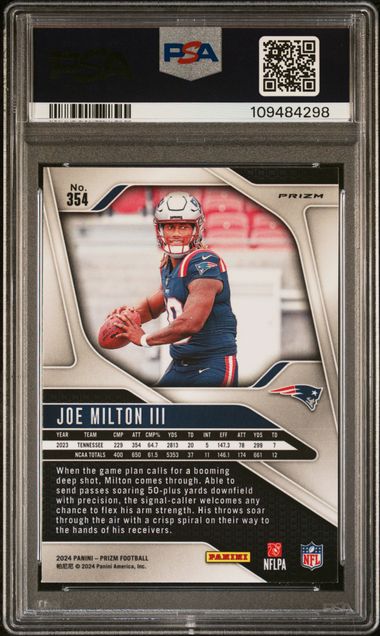 2024 Panini Prizm Joe Milton Iii #354 (Red/White/Blue Prizm) Mint 9 back