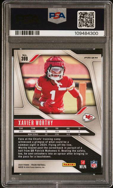 2024 Panini Prizm Xavier Worthy #399 (Red/White/Blue Prizm) Gem Mt 10 back