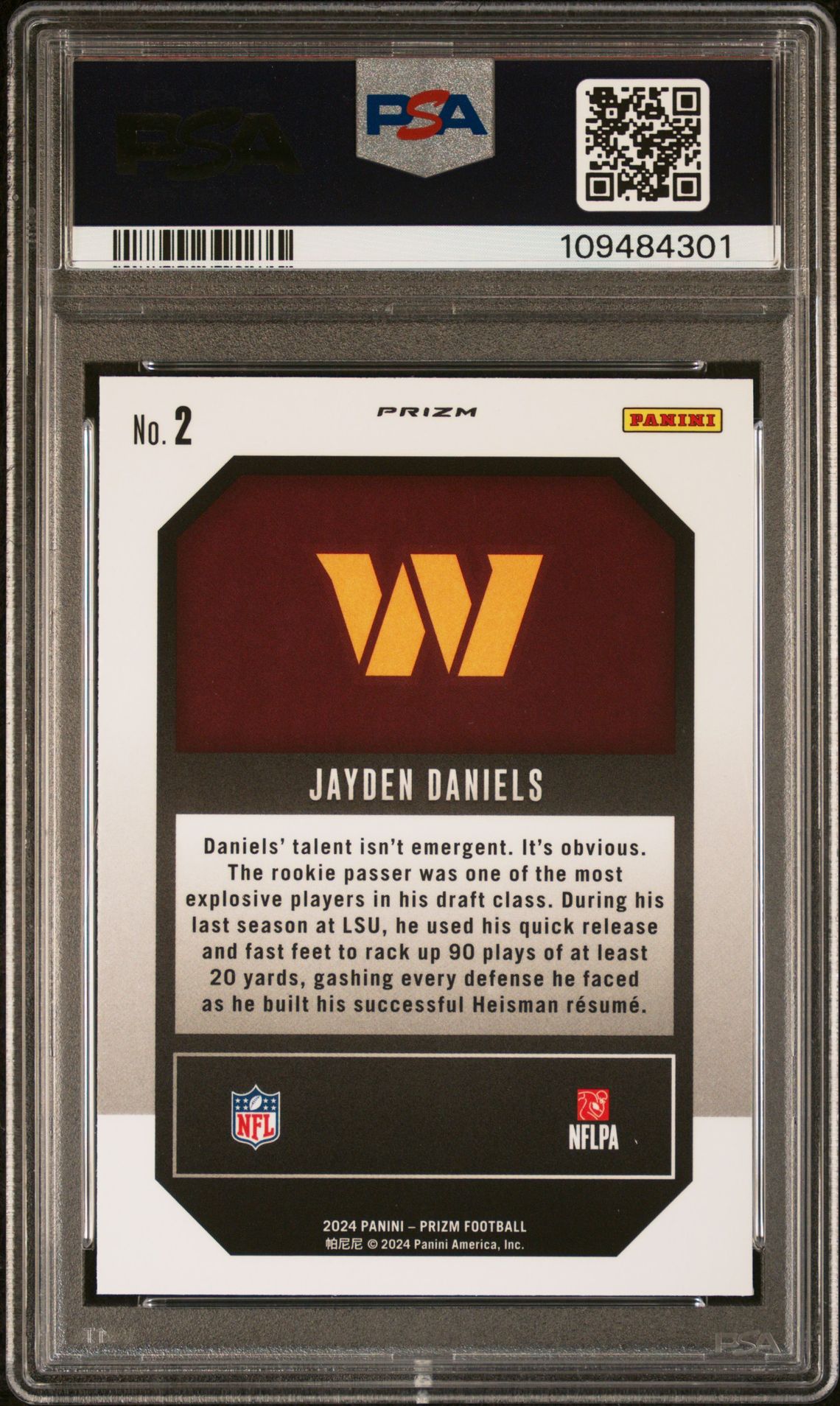 2024 Panini Prizm Emergent Jayden Daniels #2 (Emergent-Green Wave) Gem Mt 10 back