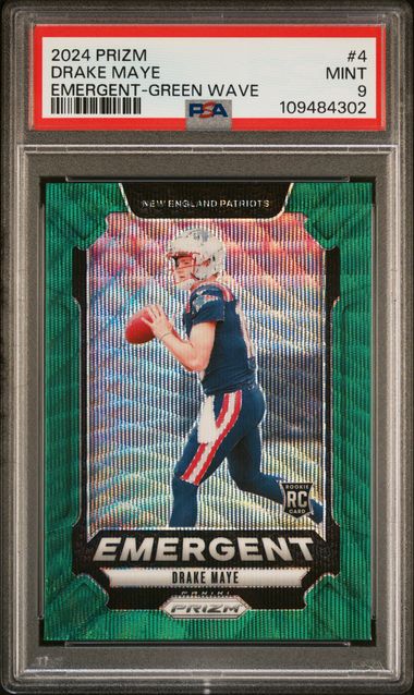 2024 Panini Prizm Emergent Drake Maye #4 (Emergent-Green Wave) Mint 9 front