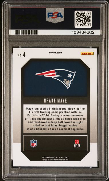 2024 Panini Prizm Emergent Drake Maye #4 (Emergent-Green Wave) Mint 9 back