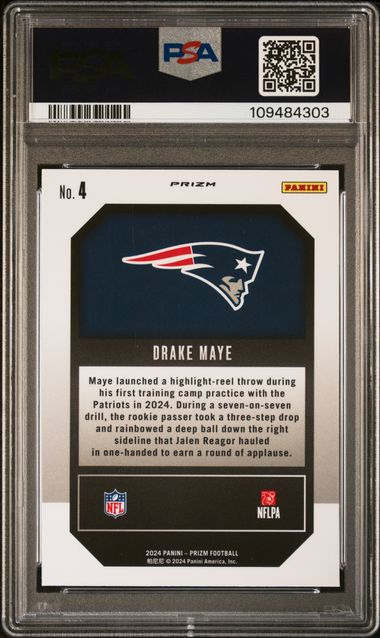 2024 Panini Prizm Emergent Drake Maye #4 (Emergent-Green Wave) Mint 9 back