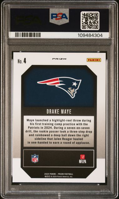 2024 Panini Prizm Emergent Drake Maye #4 (Emergent-Green Prizm) Mint 9 back