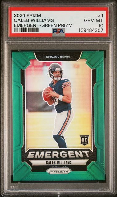 2024 Panini Prizm Emergent Caleb Williams #1 (Emergent-Green Prizm) Gem Mt 10 front