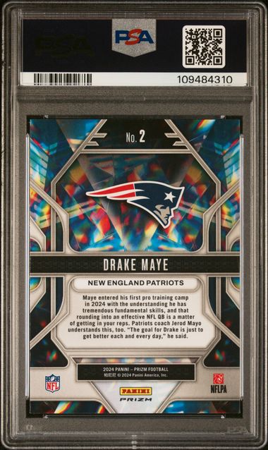 2024 Panini Prizm Prizmatic Drake Maye #2 (Prizmatic-Green Prizm) Gem Mt 10 back