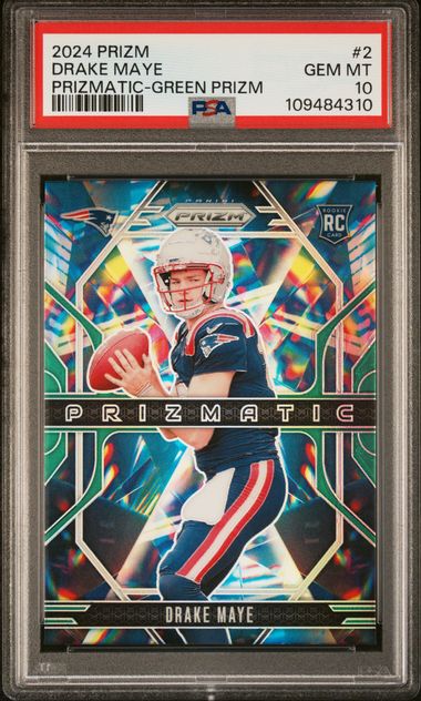 2024 Panini Prizm Prizmatic Drake Maye #2 (Prizmatic-Green Prizm) Gem Mt 10 front