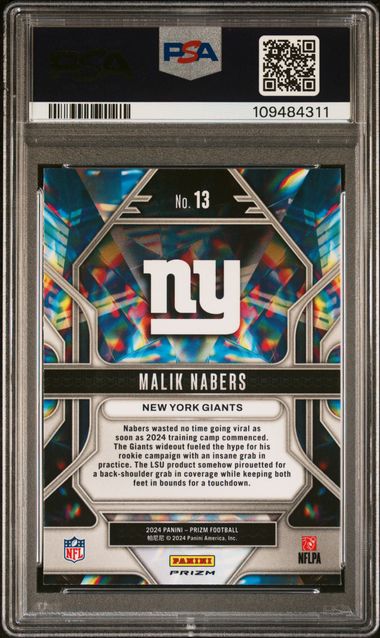 2024 Panini Prizm Prizmatic Malik Nabers #13 (Prizmatic-Green Prizm) Mint 9 back