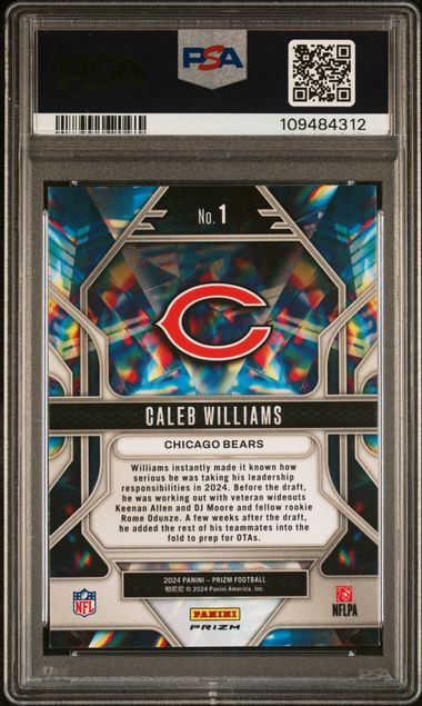 2024 Panini Prizm Prizmatic Caleb Williams #1 (Prizmatic-Green Prizm) Gem Mt 10 back
