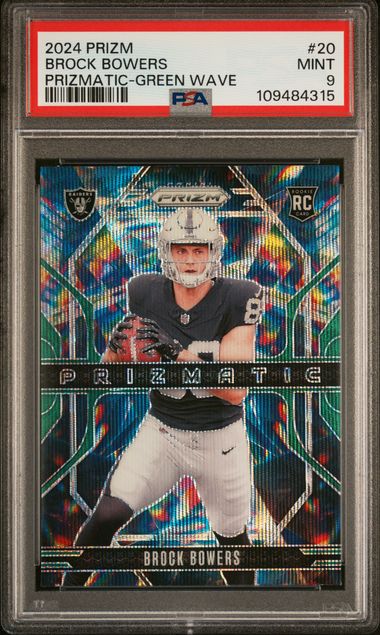 2024 Panini Prizm Prizmatic Brock Bowers #20 (Prizmatic-Green Wave) Mint 9 front