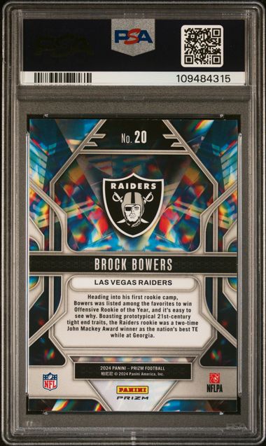 2024 Panini Prizm Prizmatic Brock Bowers #20 (Prizmatic-Green Wave) Mint 9 back