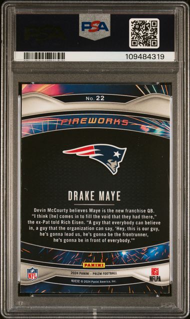 2024 Panini Prizm Fireworks Drake Maye #22 Gem Mt 10 back