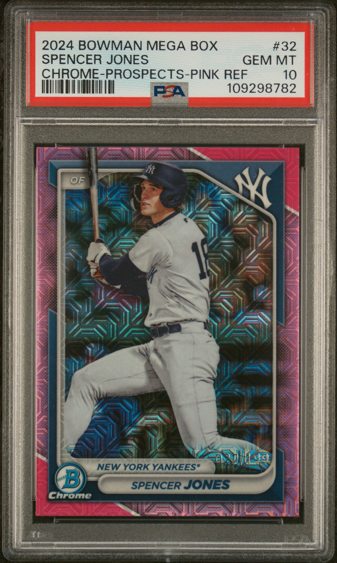2024 Bowman BOWMAN MEGA BOX CHROME PROSPECTS PROSPECTS-PINK REF #32 Spencer Jones front