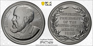 (2025) Medal Benjamin Harrison Silver Matte Finish MS70