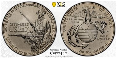 2025-S 50C USMC - 250th Anniversary MS70
