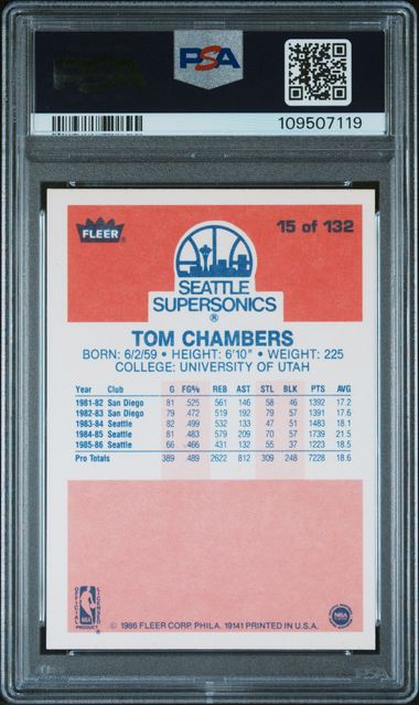 1986 Fleer Tom Chambers #15 Nm-Mt 8 back