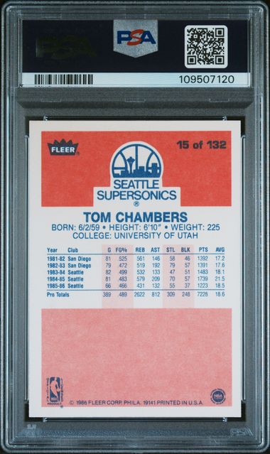 1986 Fleer Tom Chambers #15 Mint 9 back