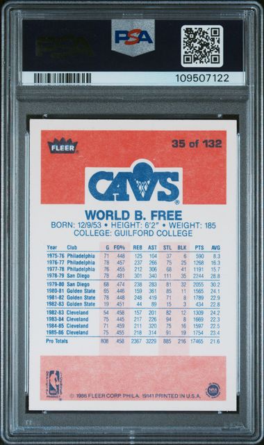 1986 Fleer World B. Free #35 Nm+ 7.5 back