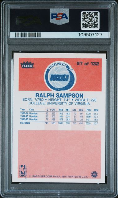 1986 Fleer Ralph Sampson #97 Nm-Mt 8 back
