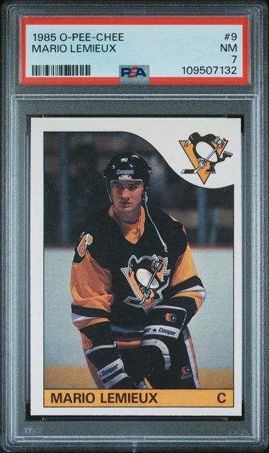 1985 O-Pee-Chee Mario Lemieux #9 Nm 7 front