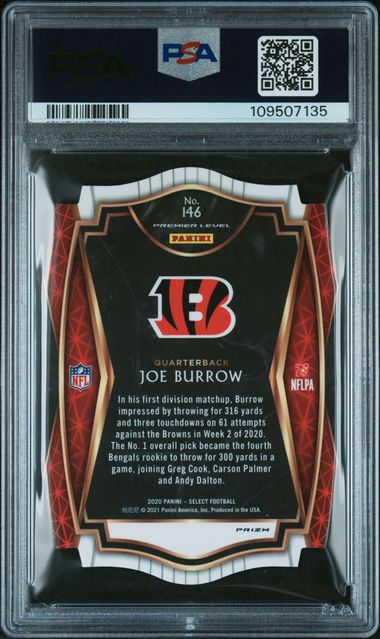 2020 Panini Select Joe Burrow #146 (Die-Cut Maroon Prizm) Gem Mt 10 back