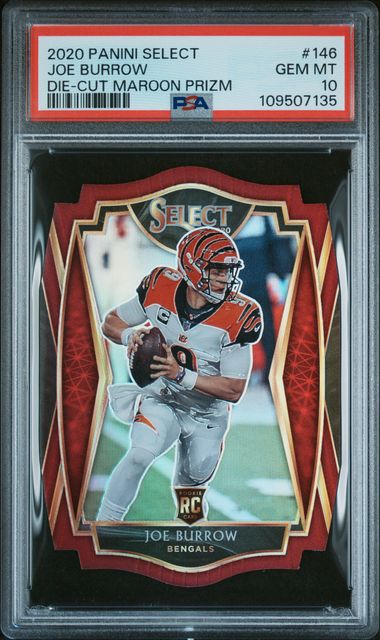 2020 Panini Select Joe Burrow #146 (Die-Cut Maroon Prizm) Gem Mt 10 front