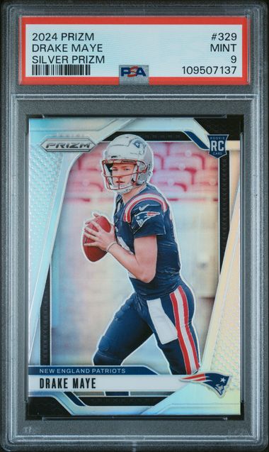 2024 Panini Prizm Drake Maye #329 (Silver Prizm) Mint 9 front