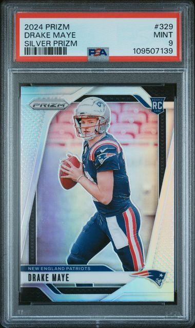2024 Panini Prizm Drake Maye #329 (Silver Prizm) Mint 9 front