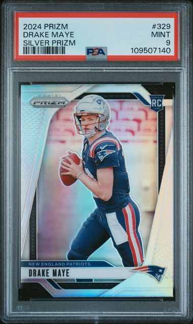 2024 Panini Prizm Drake Maye #329 (Silver Prizm) Mint 9 front