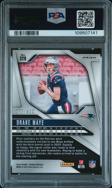 2024 Panini Prizm Drake Maye #329 (Pandora) Mint 9 back