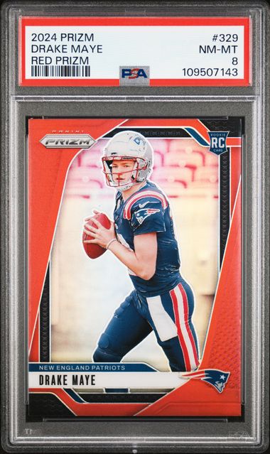 2024 Panini Prizm Drake Maye #329 (Red Prizm) Nm-Mt 8 front