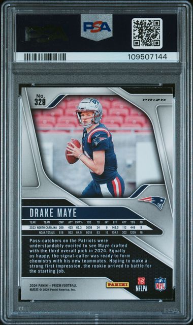 2024 Panini Prizm Drake Maye #329 (Disco Prizm) Gem Mt 10 back