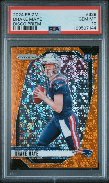 2024 Panini Prizm Drake Maye #329 (Disco Prizm) Gem Mt 10 front